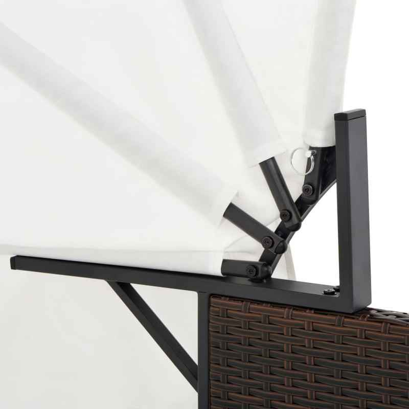 vidaXL 2-Person Sun Lounger with Canopy Poly Rattan Grey