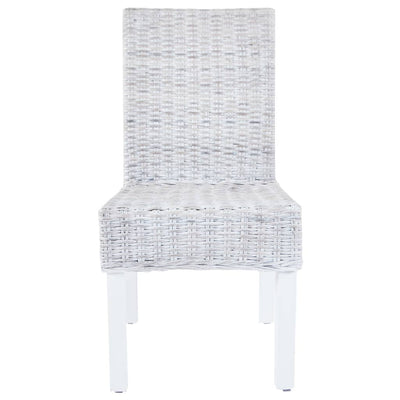 vidaXL Dining Chairs 4 pcs Light Brown Kubu Rattan and Mango Wood