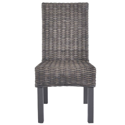 vidaXL Dining Chairs 4 pcs Light Brown Kubu Rattan and Mango Wood