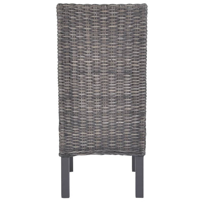 vidaXL Dining Chairs 4 pcs Light Brown Kubu Rattan and Mango Wood