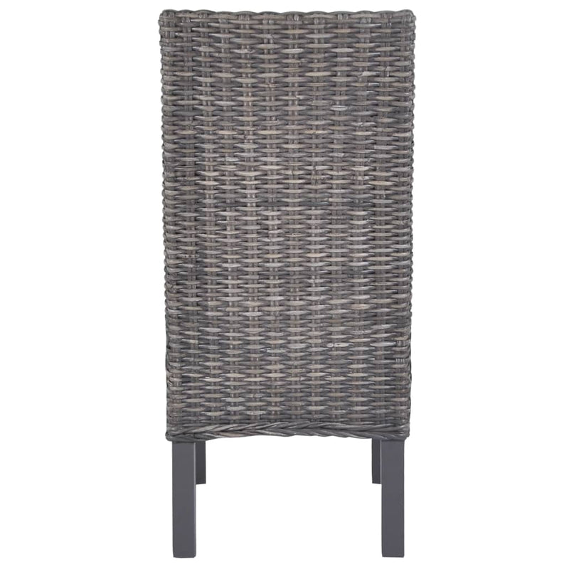 vidaXL Dining Chairs 4 pcs Light Brown Kubu Rattan and Mango Wood