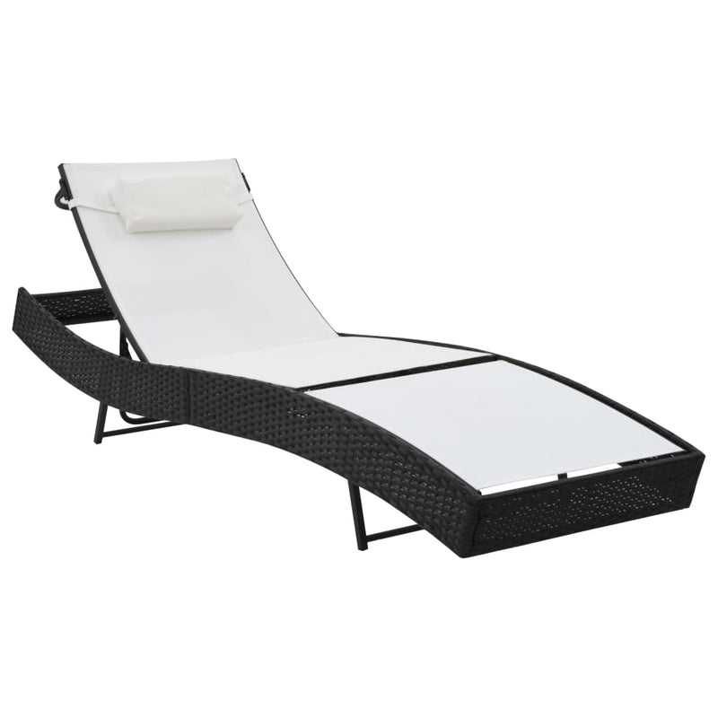 vidaXL Sun Lounger Poly Rattan Black