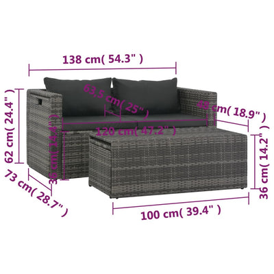 vidaXL 6 Piece Garden Lounge Set with Cushions Poly Rattan Grey