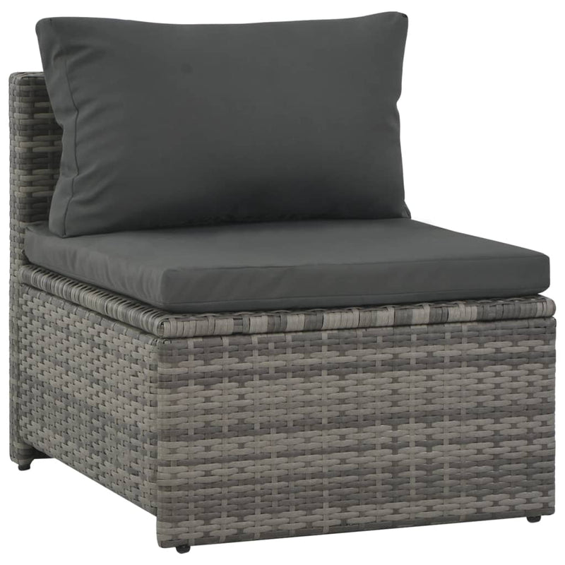 vidaXL 6 Piece Garden Lounge Set with Cushions Poly Rattan Grey
