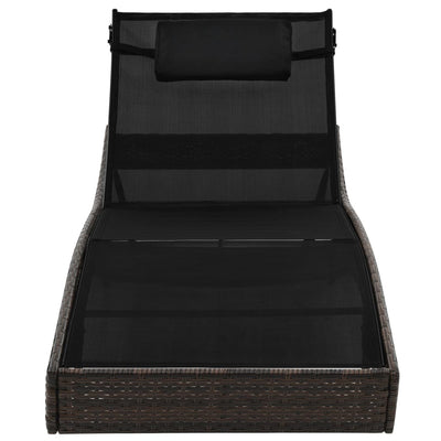 vidaXL Sun Loungers 2 pcs with Table Poly Rattan and Textilene Brown