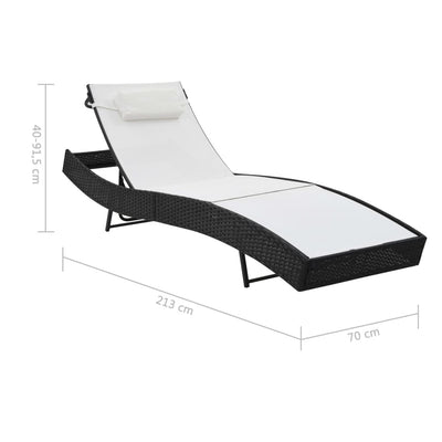 vidaXL Sun Loungers 2 pcs with Table Poly Rattan and Textilene Black