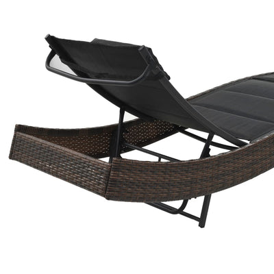 vidaXL Sun Lounger Poly Rattan and Textilene Brown