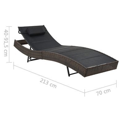 vidaXL Sun Lounger Poly Rattan and Textilene Brown