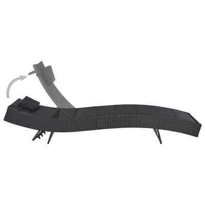 vidaXL Sun Lounger Poly Rattan and Textilene Black
