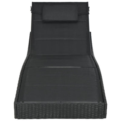 vidaXL Sun Lounger Poly Rattan and Textilene Black