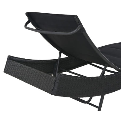 vidaXL Sun Lounger Poly Rattan and Textilene Black