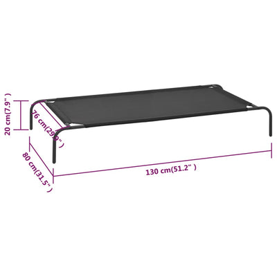 vidaXL Elevated Dog Bed Black S Textilene