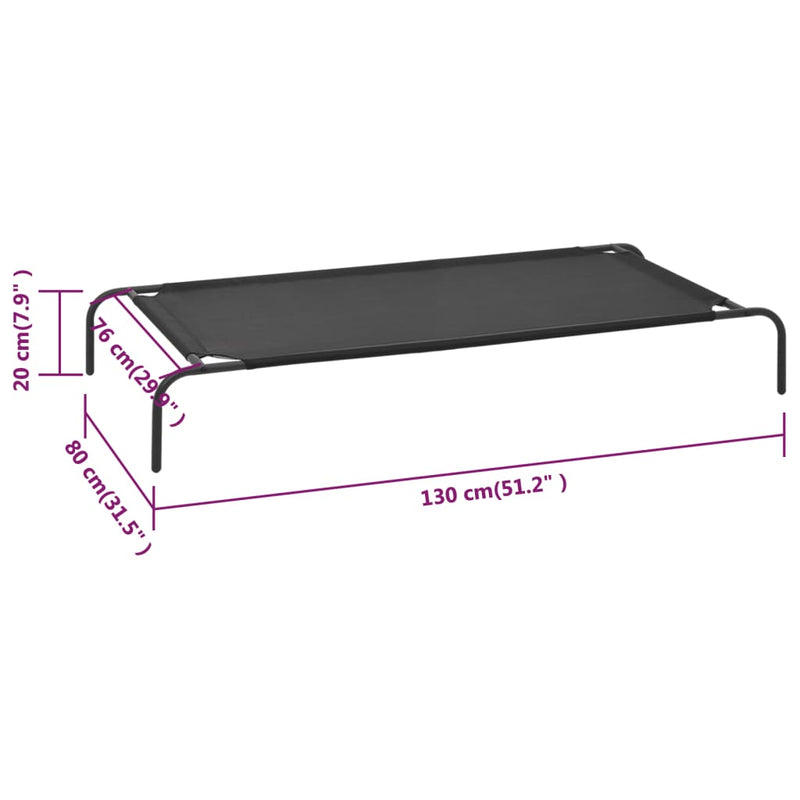 vidaXL Elevated Dog Bed Black S Textilene