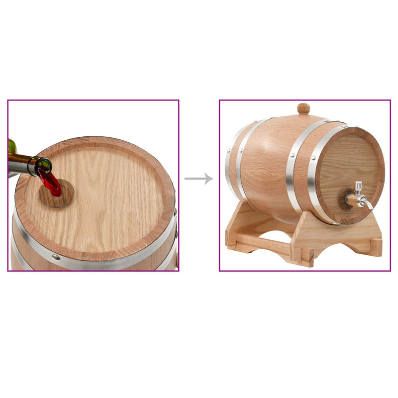 vidaXL Wine Barrel with Tap Solid Pinewood 6 L