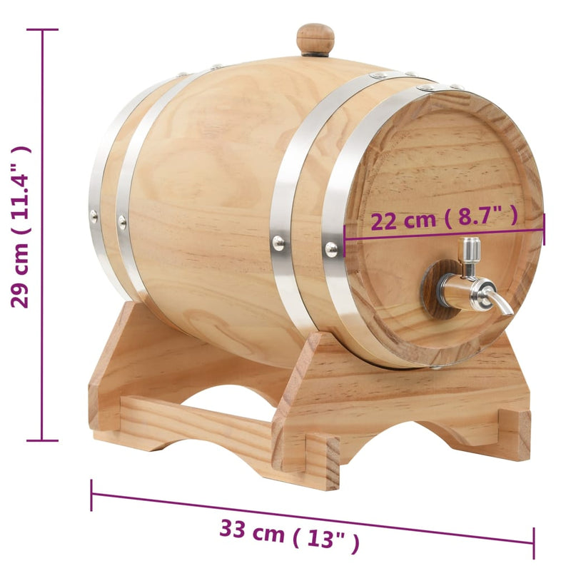 vidaXL Wine Barrel with Tap Solid Pinewood 12 L