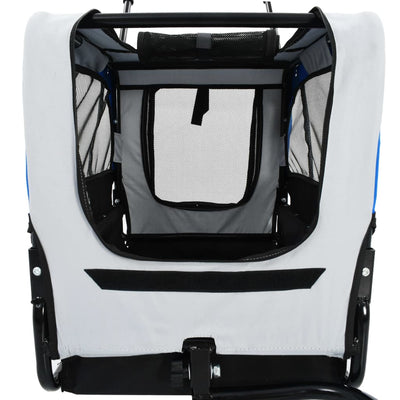 vidaXL 2-in-1 Pet Bike Trailer & Jogging Stroller Grey and Blue