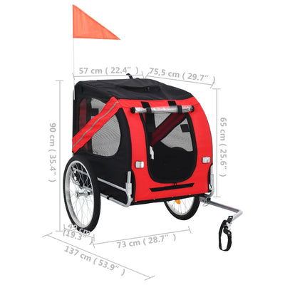 vidaXL Pet Bike Trailer Red and Black