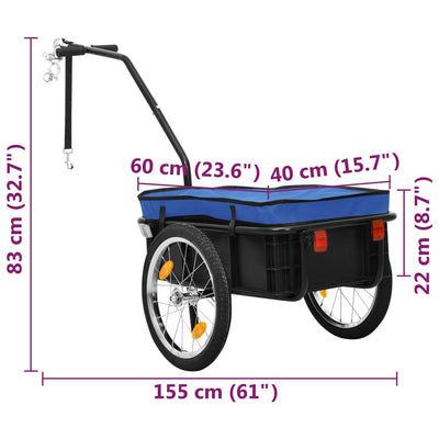vidaXL Bike Trailer/Hand Wagon 155x60x83 cm Steel Blue