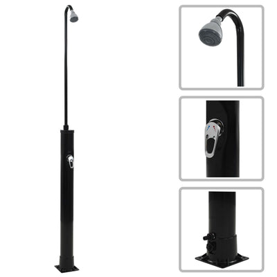 vidaXL Solar Shower Black 214 cm 9 L