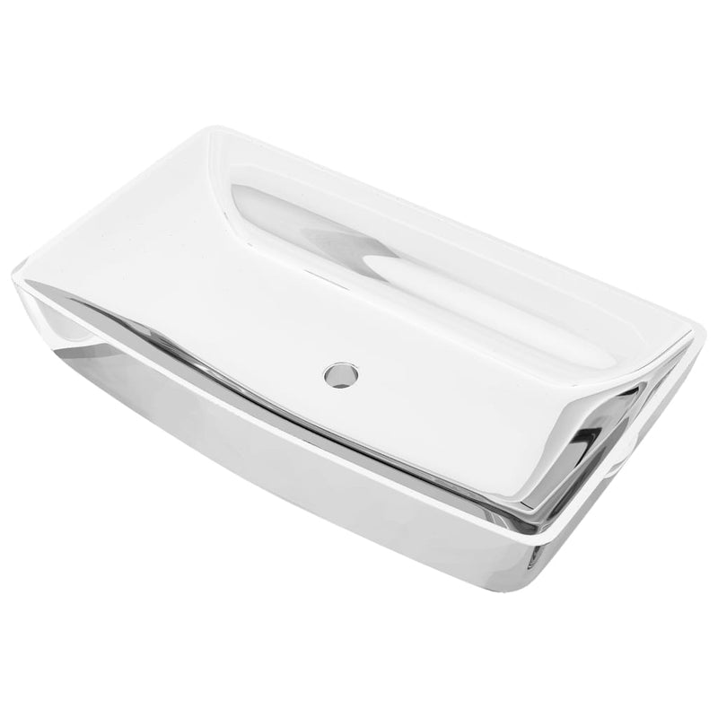 vidaXL Wash Basin 71x38x13.5 cm Ceramic Silver