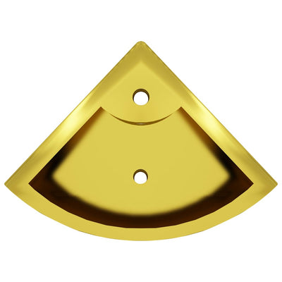 vidaXL Wash Basin with Overflow 45x32x12.5 cm Ceramic Gold