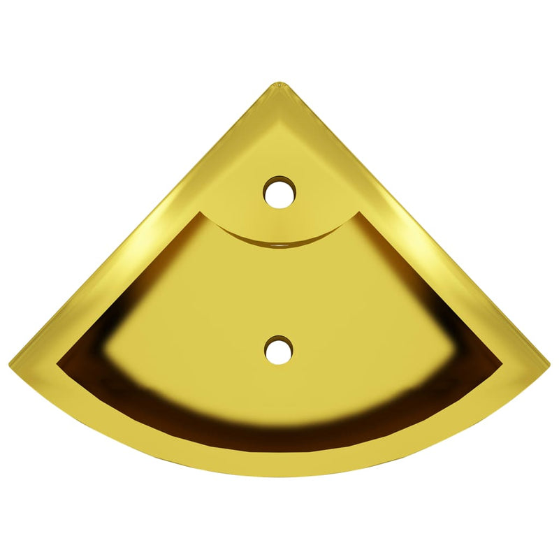 vidaXL Wash Basin with Overflow 45x32x12.5 cm Ceramic Gold