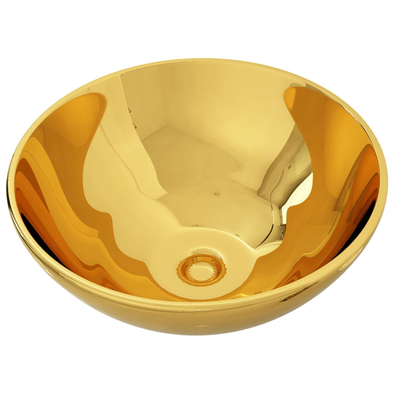 vidaXL Wash Basin 32.5x14 cm Ceramic Gold