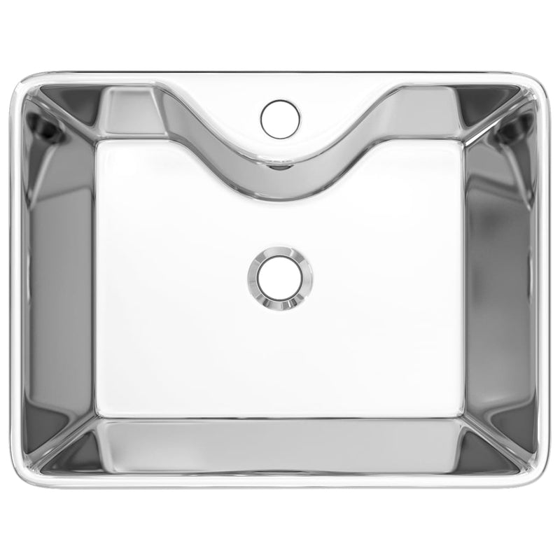 vidaXL Wash Basin with Faucet Hole 38x30x11.5 cm Ceramic Silver