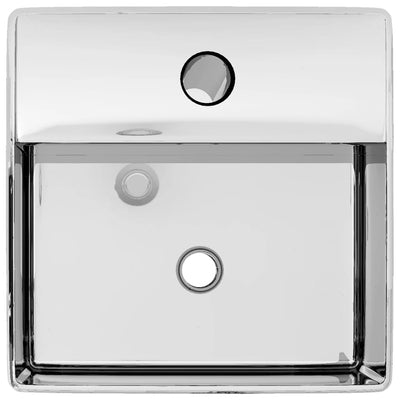 vidaXL Wash Basin with Faucet Hole 38x30x11.5 cm Ceramic Silver