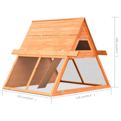 vidaXL Rabbit Hutch Solid Pine & Fir Wood 152x128x108 cm