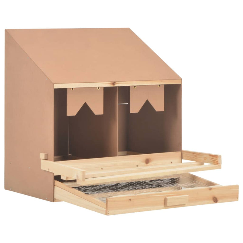 vidaXL Chicken Laying Nest 2 Compartments 63x40x65 cm Solid Pine Wood