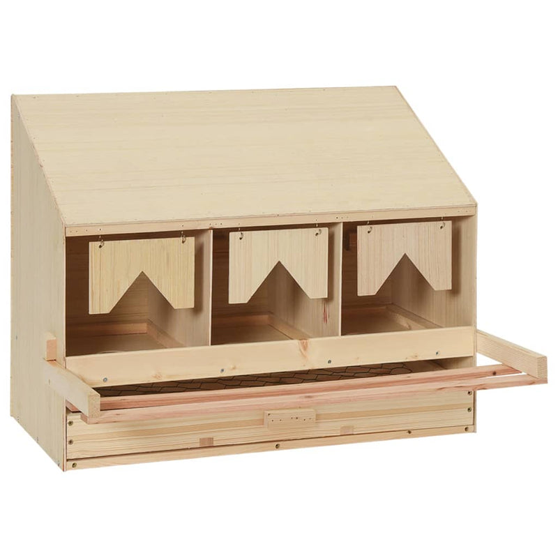 vidaXL Chicken Laying Nest 3 Compartments 72x33x54 cm Solid Pine Wood