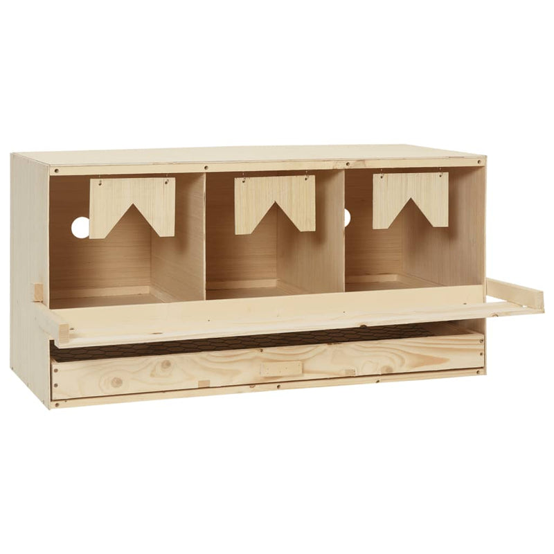 vidaXL Chicken Laying Nest 3 Compartments 72x33x38 cm Solid Pine Wood