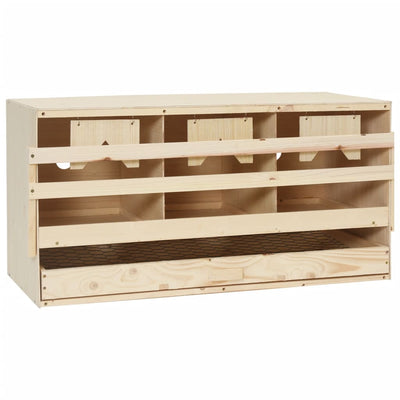 vidaXL Chicken Laying Nest 3 Compartments 72x33x38 cm Solid Pine Wood