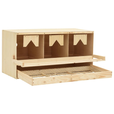 vidaXL Chicken Laying Nest 3 Compartments 72x33x38 cm Solid Pine Wood
