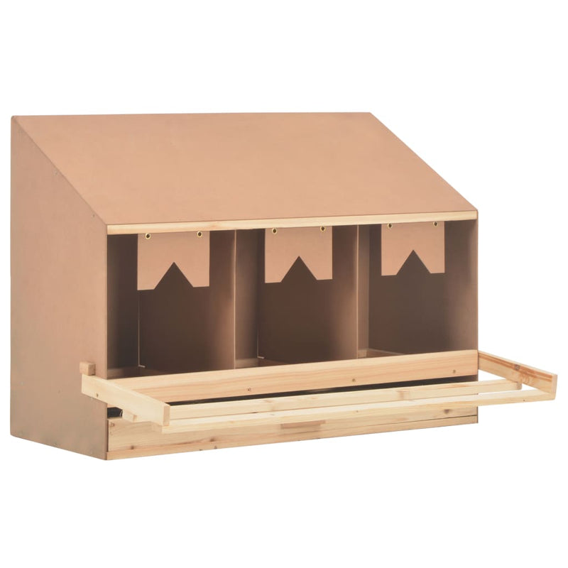 vidaXL Chicken Laying Nest 3 Compartments 93x40x65 cm Solid Pine Wood