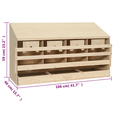 vidaXL Chicken Laying Nest 4 Compartments 106x40x59 cm Solid Pine Wood