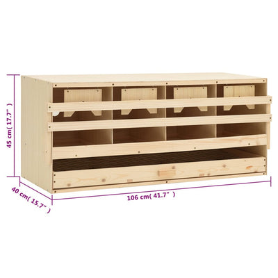vidaXL Chicken Laying Nest 4 Compartments 106x40x45 cm Solid Pine Wood