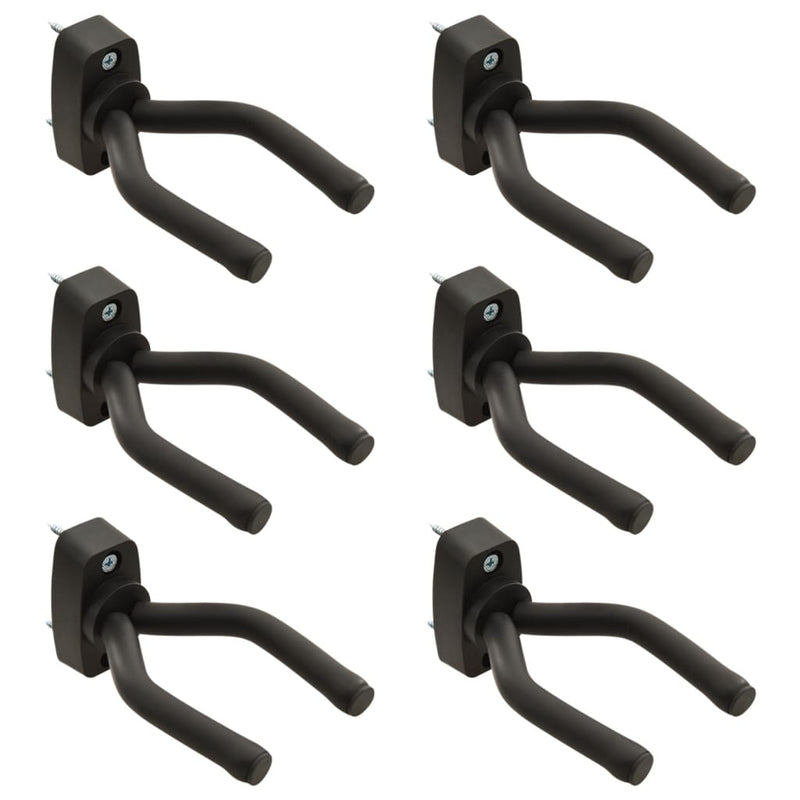 vidaXL Guitar Wall Hangers 6 pcs Black Steel