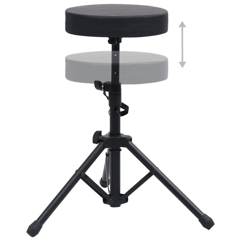 vidaXL Adjustable Drum Stool Black Round