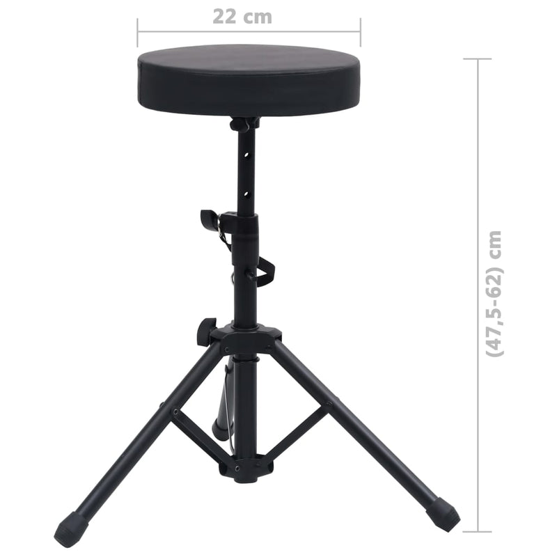 vidaXL Adjustable Drum Stool Black Round