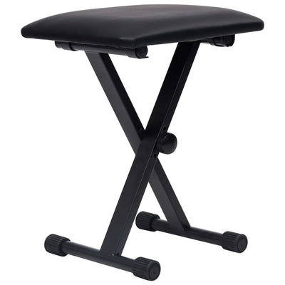 vidaXL Double Braced Keyboard Stand and Stool Set Black