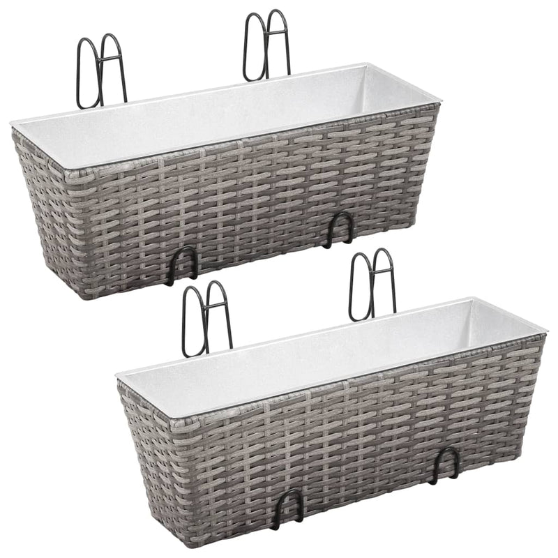 vidaXL Balcony Raised Beds 2 pcs 50 cm Grey Poly Rattan