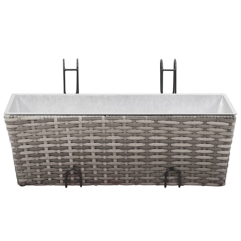 vidaXL Balcony Raised Beds 2 pcs 50 cm Grey Poly Rattan