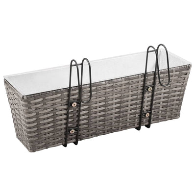 vidaXL Balcony Raised Beds 2 pcs 50 cm Grey Poly Rattan