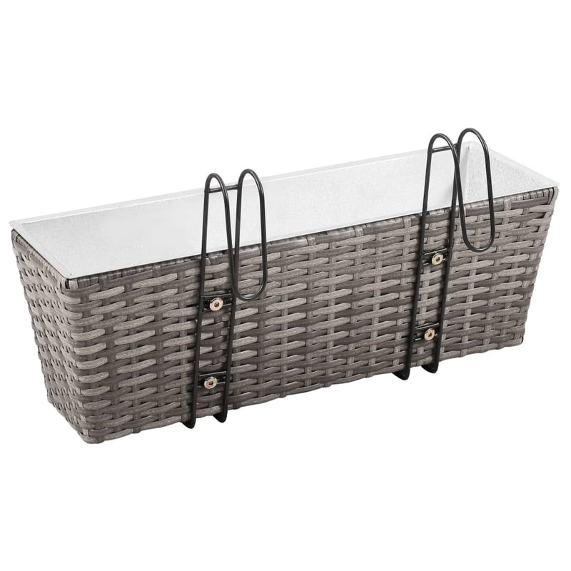 vidaXL Balcony Raised Beds 2 pcs 50 cm Grey Poly Rattan