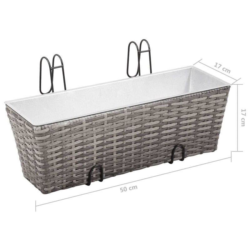 vidaXL Balcony Raised Beds 2 pcs 50 cm Grey Poly Rattan