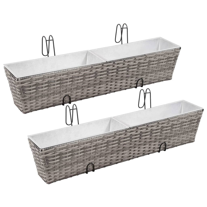 vidaXL Balcony Raised Beds 2 pcs 80 cm Grey Poly Rattan