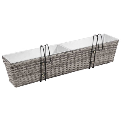 vidaXL Balcony Raised Beds 2 pcs 80 cm Grey Poly Rattan