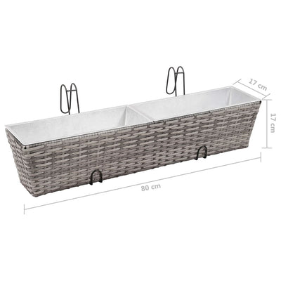 vidaXL Balcony Raised Beds 2 pcs 80 cm Grey Poly Rattan